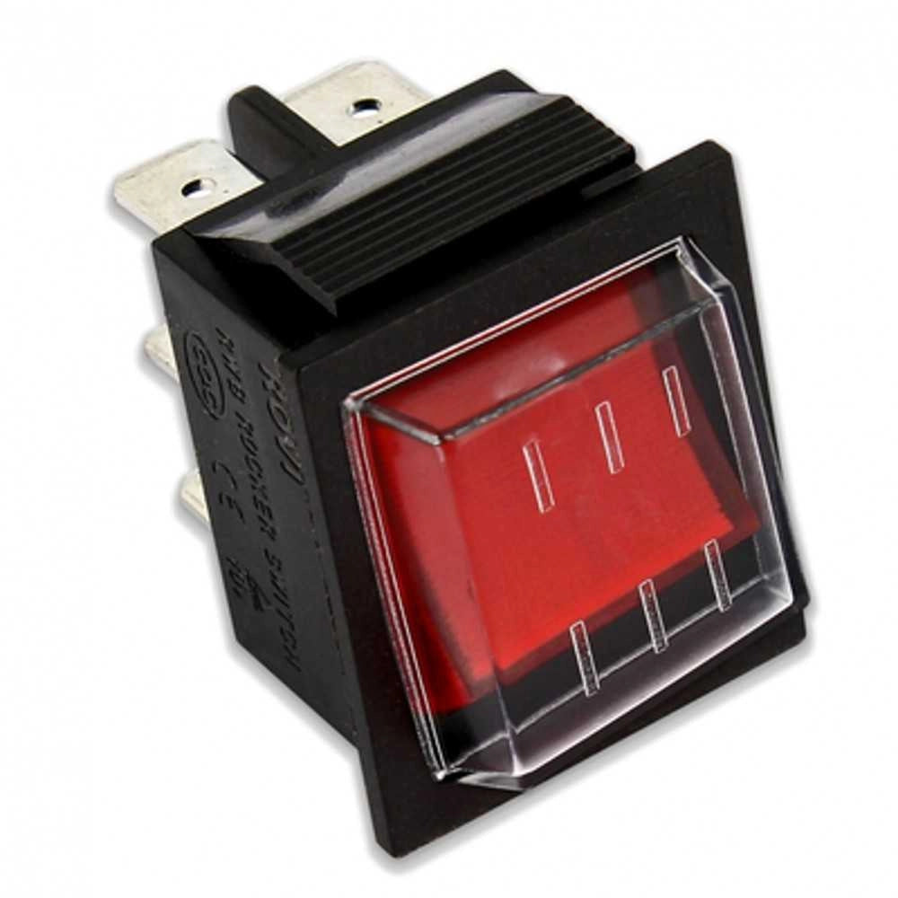 Deviatore bipolare luminoso di colore rosso 6 faston con protezione I -2 - UNIVERSALE