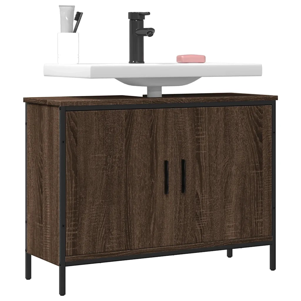 Mobile Lavabo | Armadio Lavabo Bagno Rovere Marrone 80x30x60cm Legno Multistrato