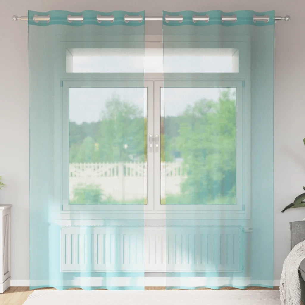 Tende in Voile con Occhielli 2 pz Turchese