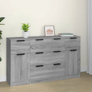 Set di Credenze 3 pz Grigio Sonoma in Legno Multistrato 3115826
