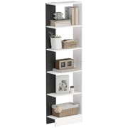 Libreria Moderna Salvaspazio a 5 Ripiani in Legno 45x21x170 cm, Bianco e Nero