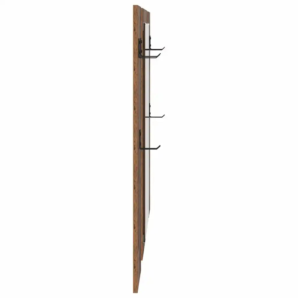 vidaXL Appendiabiti a muro con specchio Legno vecchio 96 x 1.5 x 90 cm