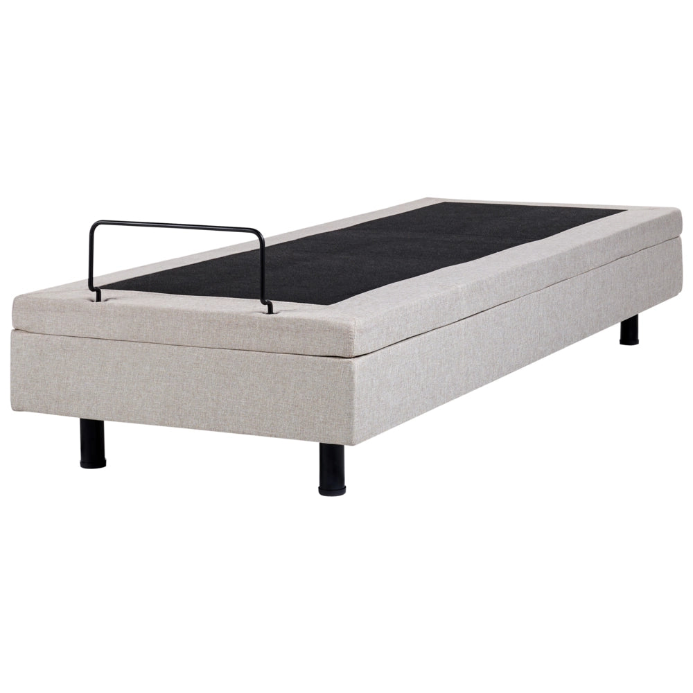 Letto singolo in poliestere beige chiaro regolabile con telecomando senza testiera 90 x 200 cm stile moderno