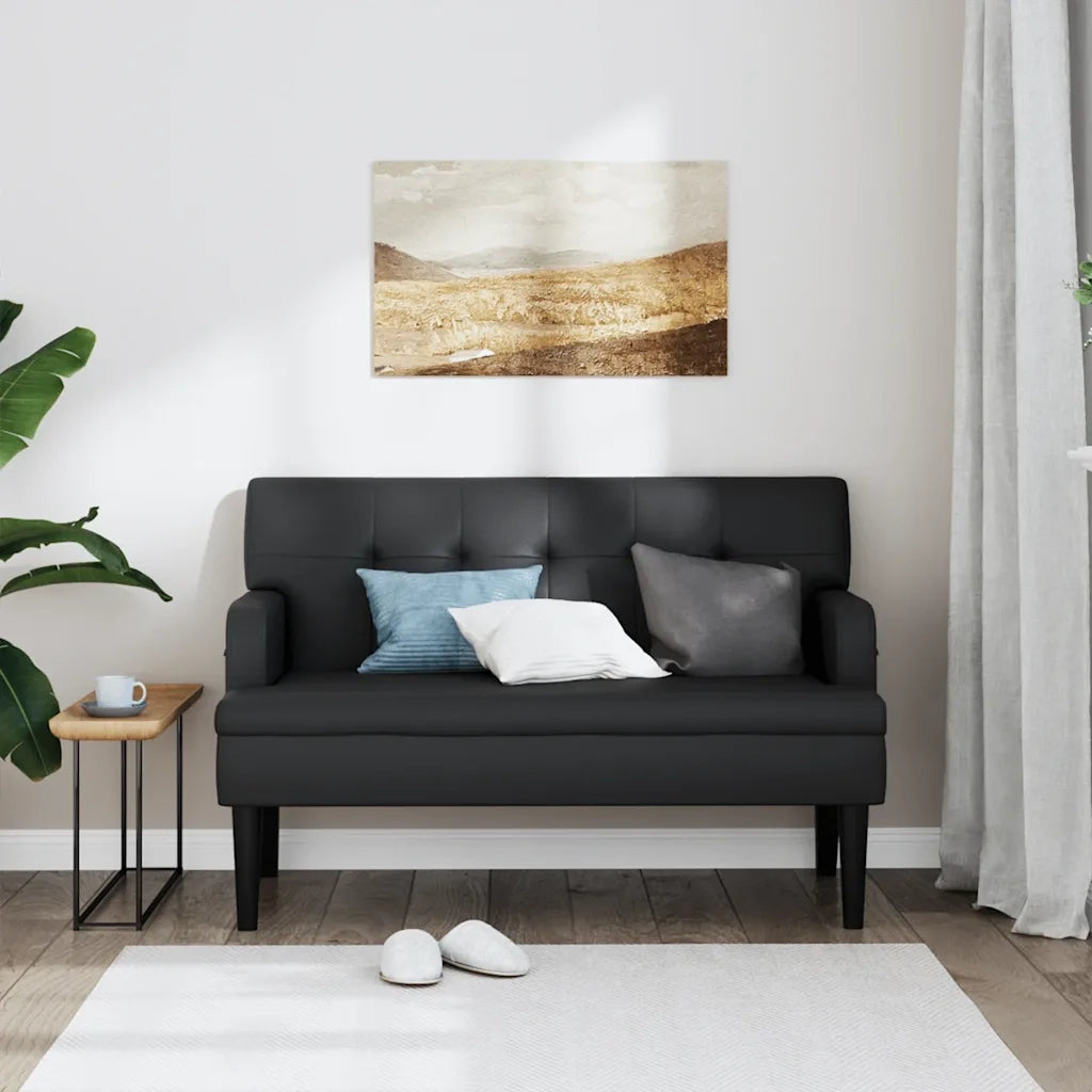 Panca con schienale nera 112x65,5x75 cm in similpelle CFW7129508