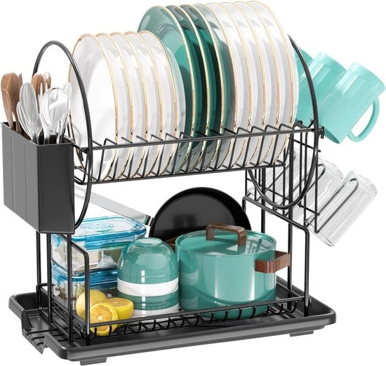 Servizio a doppia pianta con appigli per accessori da cucina - acciaio inossidabile - nero