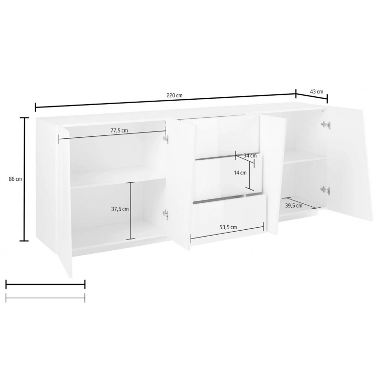 Credenza Vega 220 – 4 ante/3 cassetti – Ardesia