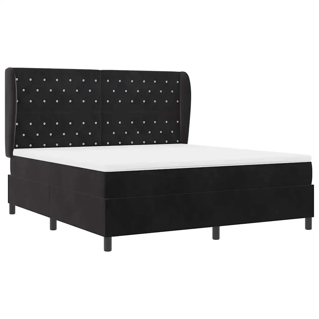 Letto a molle con materasso Nero 200 x 180 cm Velluto 3340888