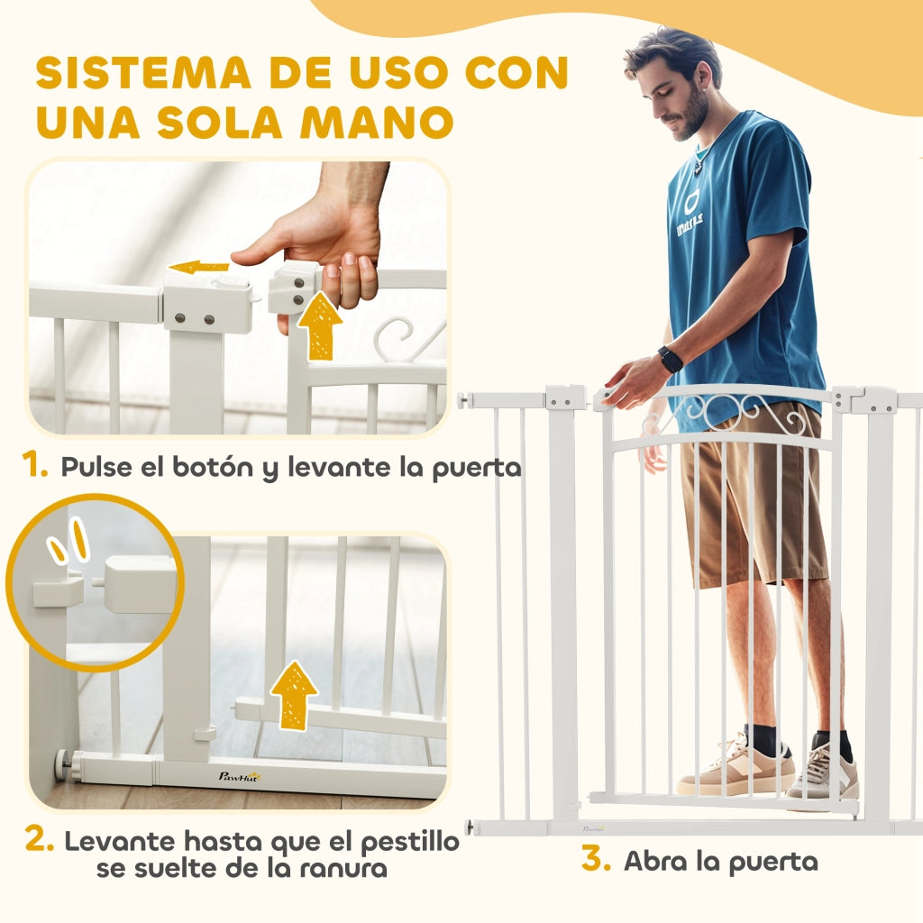 Barriera per Cani Porta con Larghezza Regolabile 76-104 cm ¨C zephmum ¨C Bianco