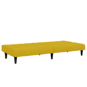 Divano Letto 2 Posti con Sgabello Giallo in Velluto