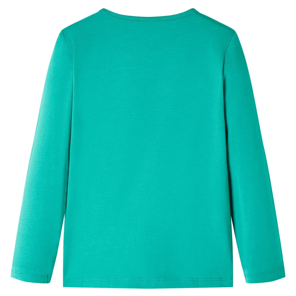 Maglietta Bambina Maniche Lunghe Verde Brillante 128 13582