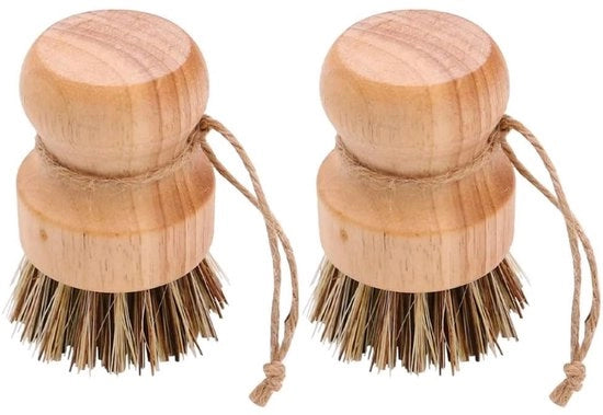 Set di Spugne per Piastra in Legno - 2 Pezzi - Fili Naturali - Sisal/Cocco - Biodegradabile - Sicuro da Utilizzare - Spugna per Piastra