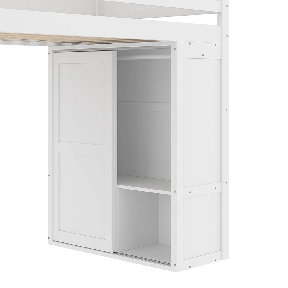 Letto a castello 90x200cm - Xylo - bianco, spazio aperto, senza rete