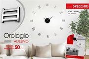OROLOGIO ADESIVO DA PARETE NUMERI ROMANI SILENZIOSO EFFETTO SPECCHIO 50CM