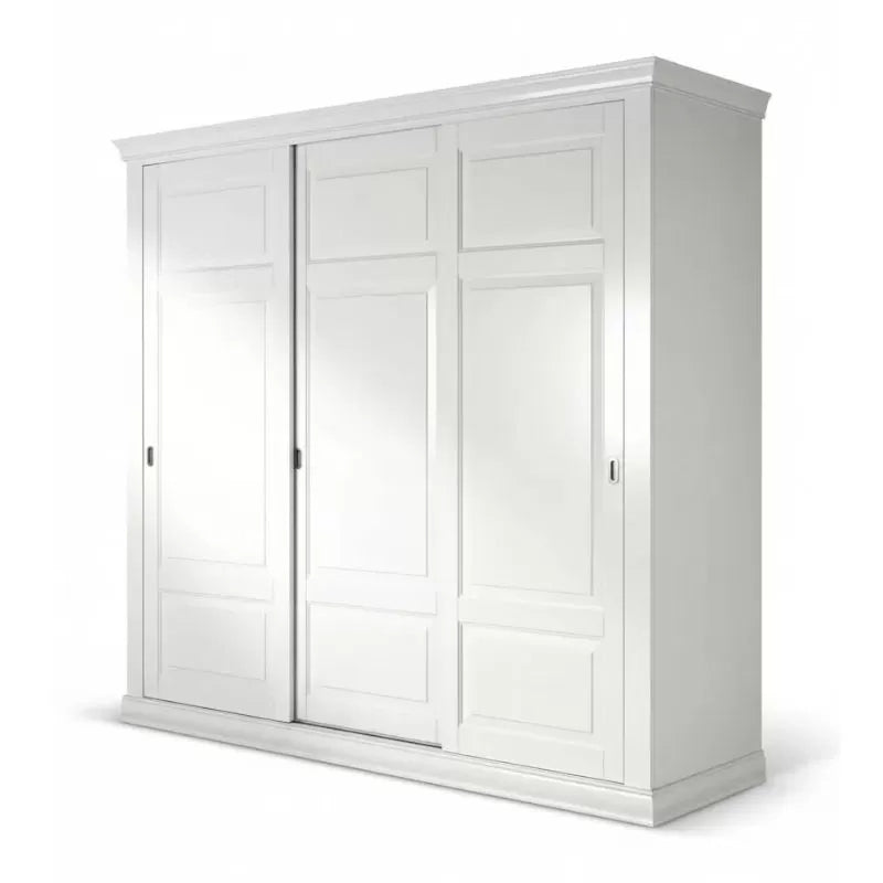Armadio 3 porte scorrevoli legno shabby bianco 294x65x258 - Mobili 2G