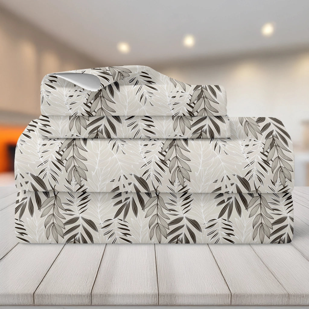 Completo Letto Matrimoniale No Stiro Set Lenzuola In Morbida Microfibra Anallergica Lenzuolo Sotto Con Angoli Elastici Fino 30 Cm, Lenzuolo Teso Sopra 2 Federe Prodotto Italiano  Palma