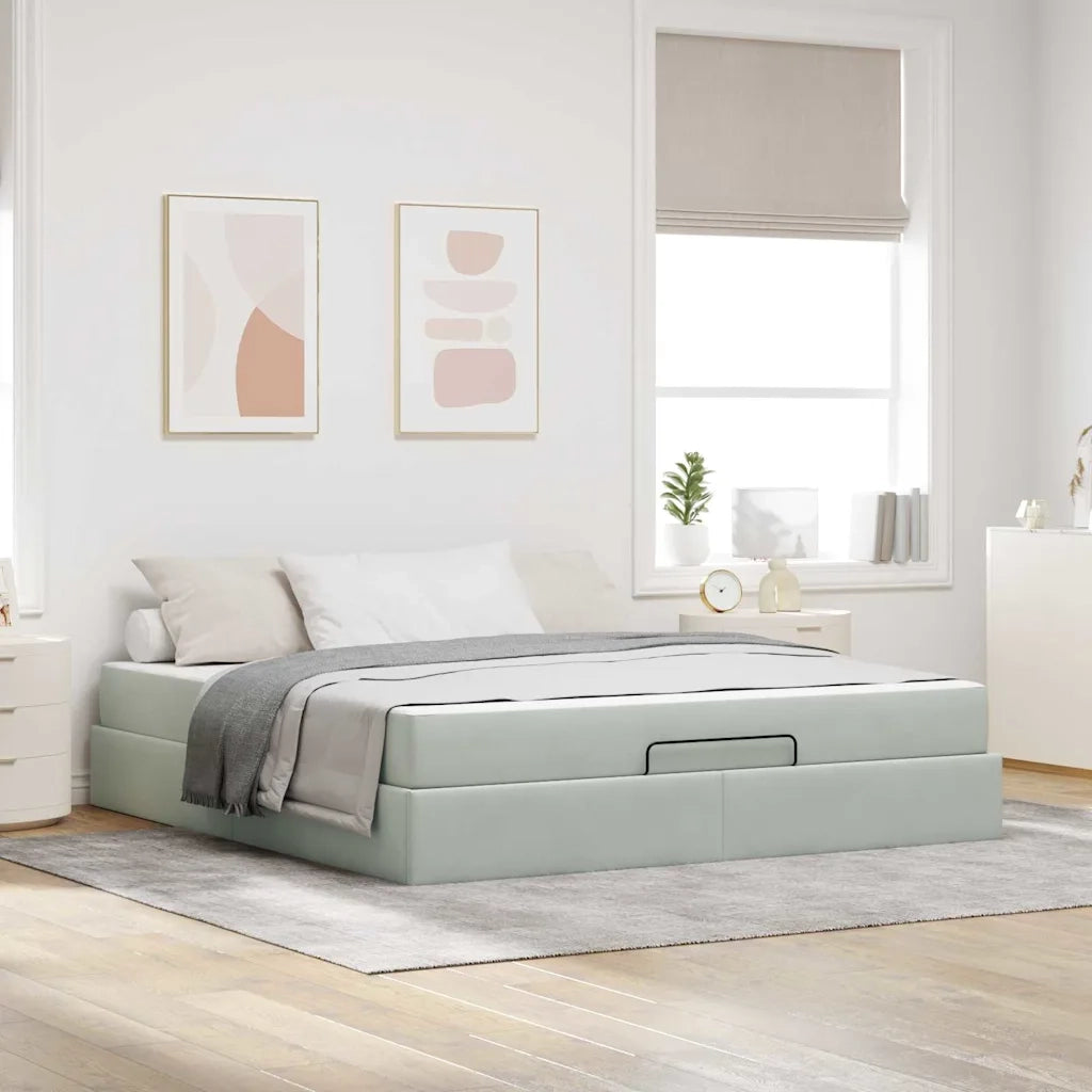 Struttura letto con materasso 2 pcs Grigio chiaro Velluto 3399576