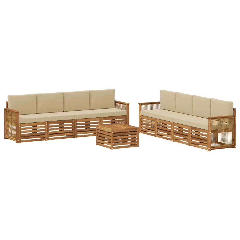 Set di divani da esterno 9 pz Naturale e Beige 3384179