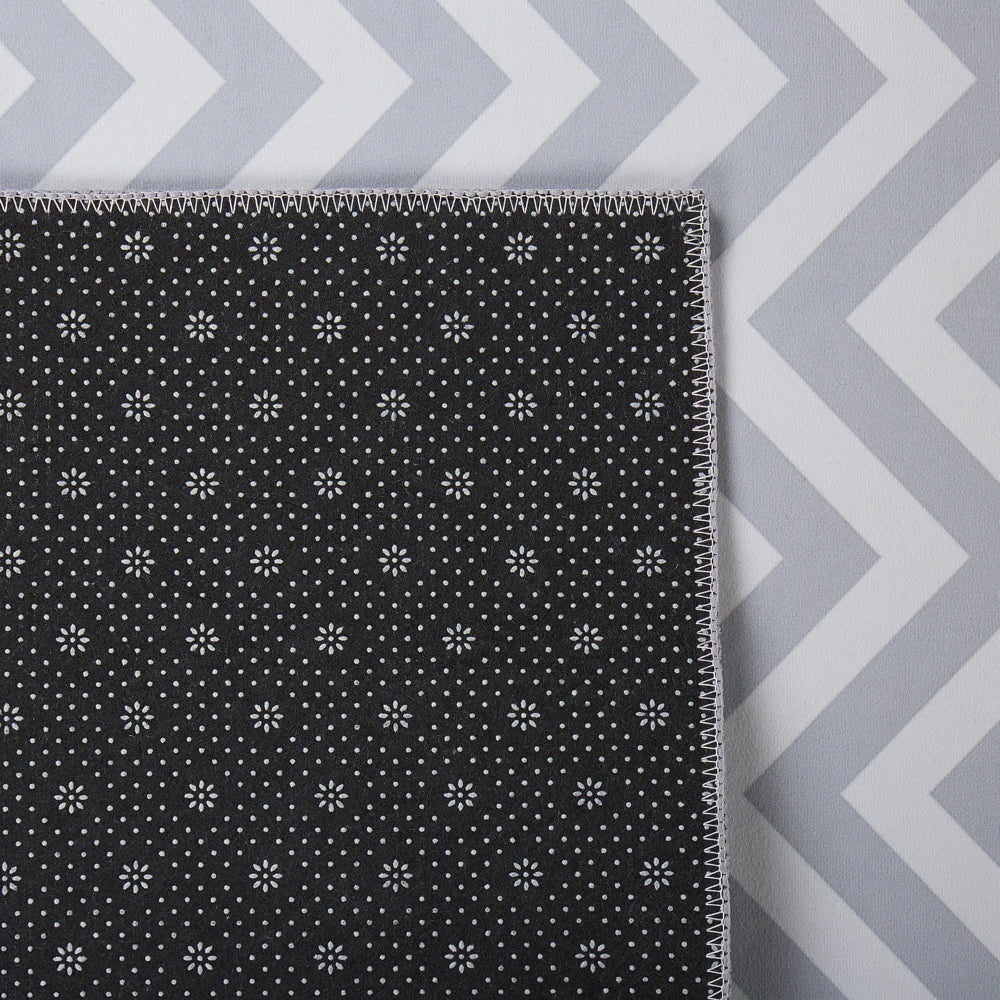 Tappeto passatoia bianco grigio poliestere 70 x 200 cm rettangolare chevron design