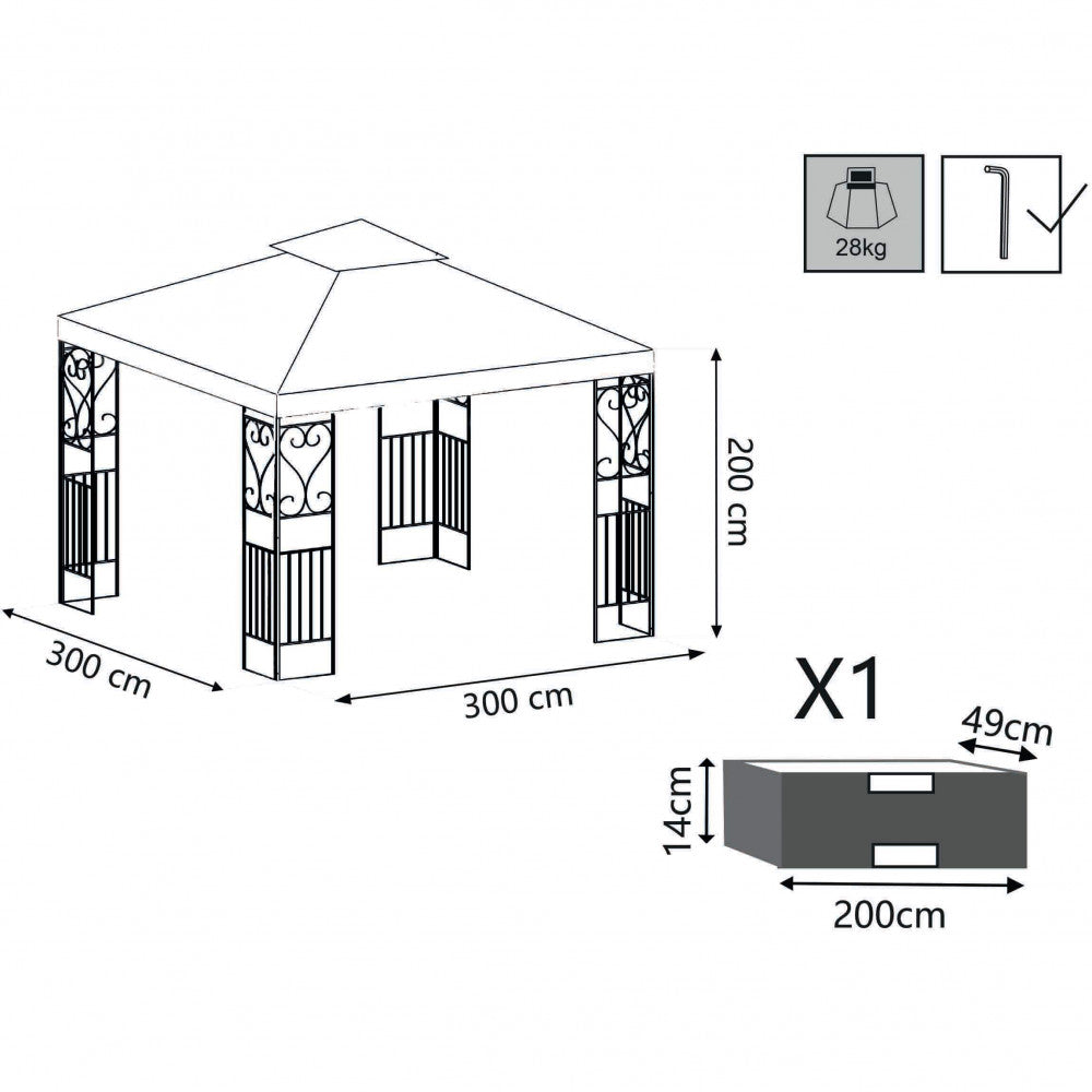 Gazebo Boston 3x3 m in Acciaio Antracite