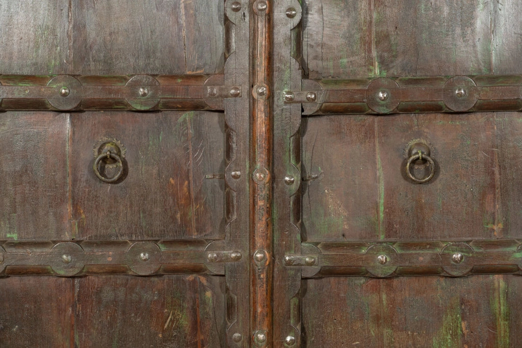 Biscottini Porta portone in legno massello e ferro da interno o da esterno vecchia e antica medievale scorrevole