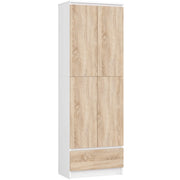 Libreria AKORD R60 Bianco, Sonoma Quercia 60 cm 2 ante 1 cassetto 60x35x180 cm