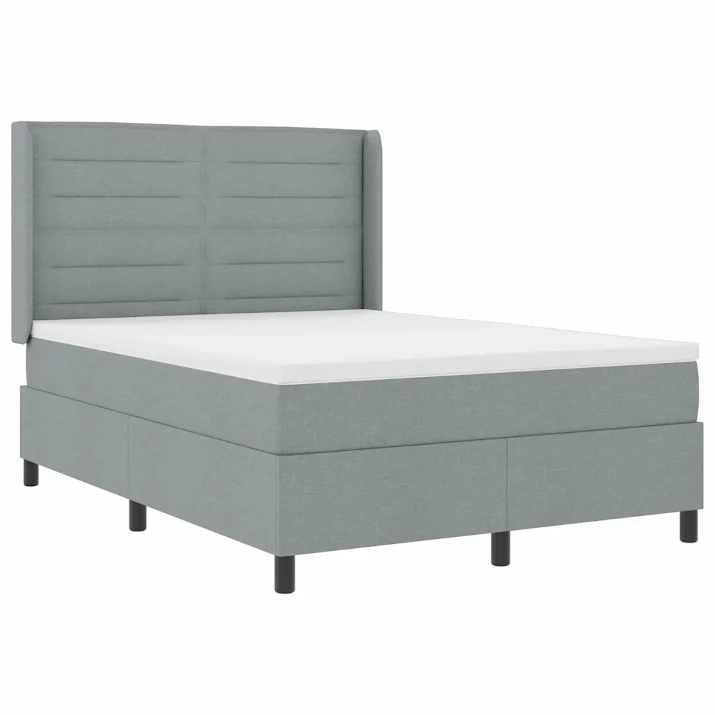 Letto a Sorgente LED Grigio chiaro 140 x 200 cm Tessuto