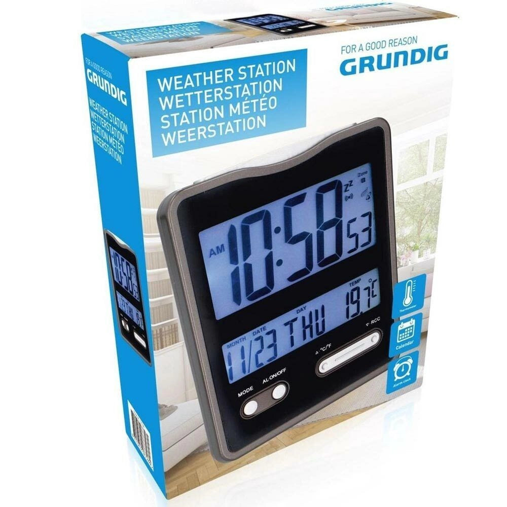 Orologio Digitale da Tavolo Stazione Meteo con Temperatura Data e Sveglia Nero