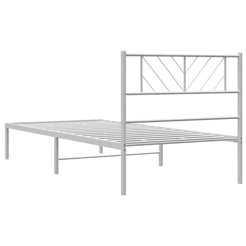 Giroletto con Testiera-Struttura Letto con testiera Metallo Bianco 90x200 cm 402952