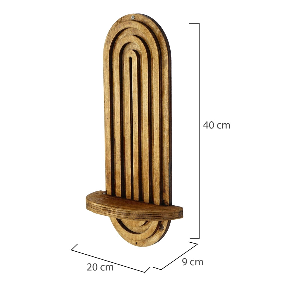 Pernumia, Mensola un Ripiano, 20x9x40h cm Marrone Rovere Chiaro