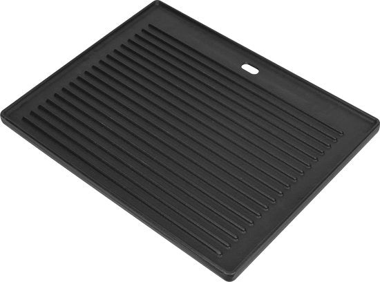 Griglia in ghisa invertibile, 45,5 x 35 cm, piatto in ghisa universale, utilizzabile su entrambi i lati, piatto in ghisa, griglia per grill a gas, grill a carbone e elettrico