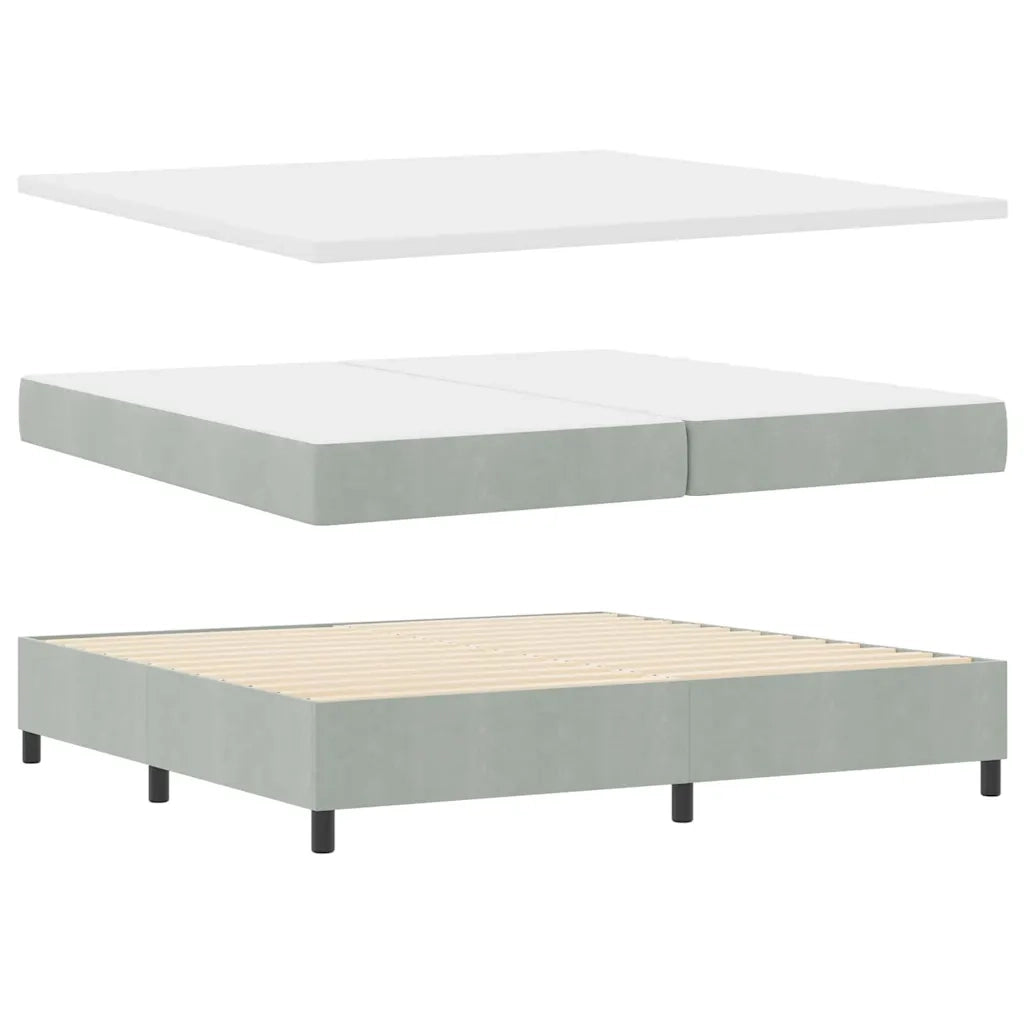 Letto a molle con materasso Grigio chiaro 200 x 200 cm Velluto