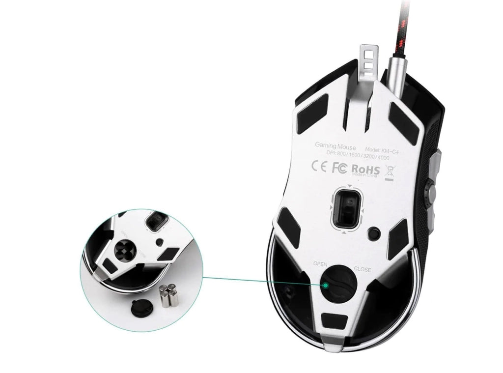 Mouse Gaming Cablato USB con 8 Pulsanti Programmabili, Sensore Ottico fino a 4000 DPI e LED RGB per PC Desktop e Laptop