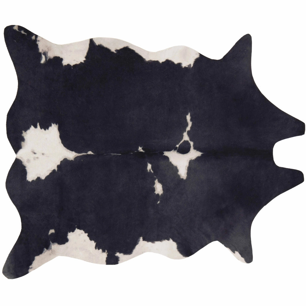 Tappeto in finta pelle di mucca 155 x 190 cm nero