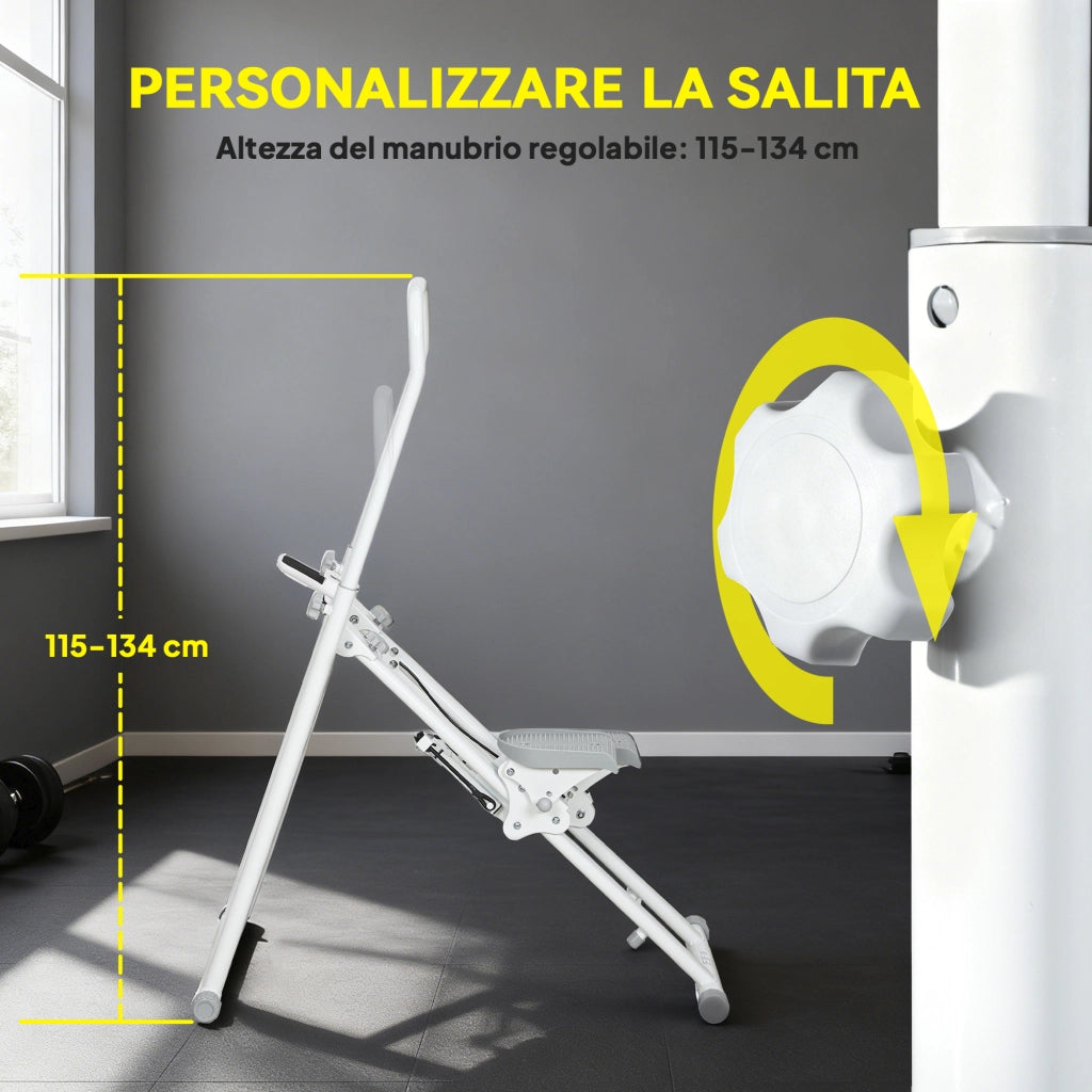 Scala verticale pieghevole ¨C Zephmum ¨C Bianco con impugnatura regolabile e pedali antiscivolo