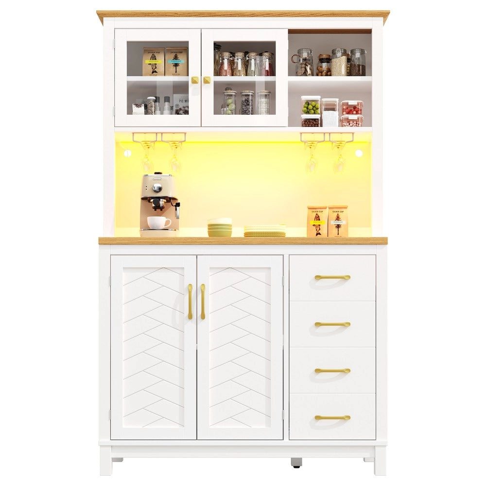 Mobile Buffet con LED ¨C Xylo ¨C Verde/Nero/Bianco, 4 Ante, 105.5x40x180cm