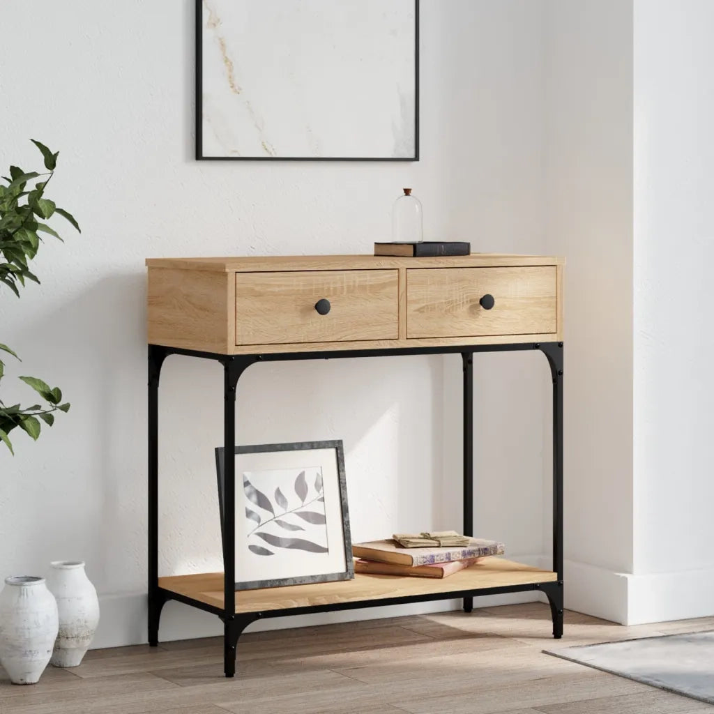 Tavolino Consolle-Tavolino da soggiorno-Tavolo Rovere Sonoma 75x34,5x75cm Legno Multistrato 712085
