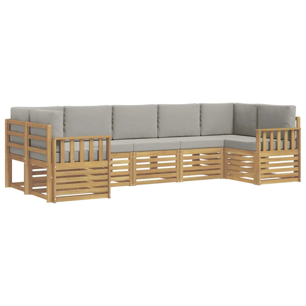 Set di divani da esterno 6 pcs Bianco e Grigio Chiaro