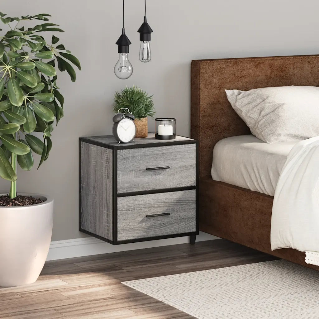Comodino a Muro Grigio Sonoma 40x31x39,5 cm 848730