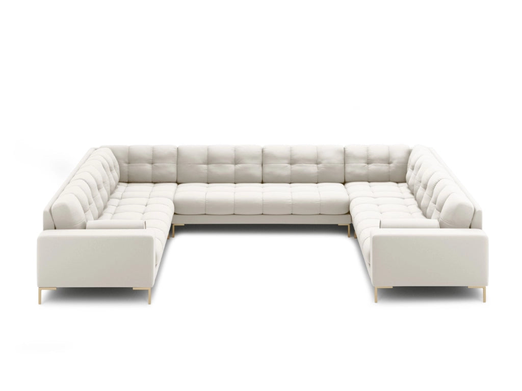 Cosmopolitan Design - Divano panoramico "Bali" 9 posti in tessuto strutturato beige chiaro 
