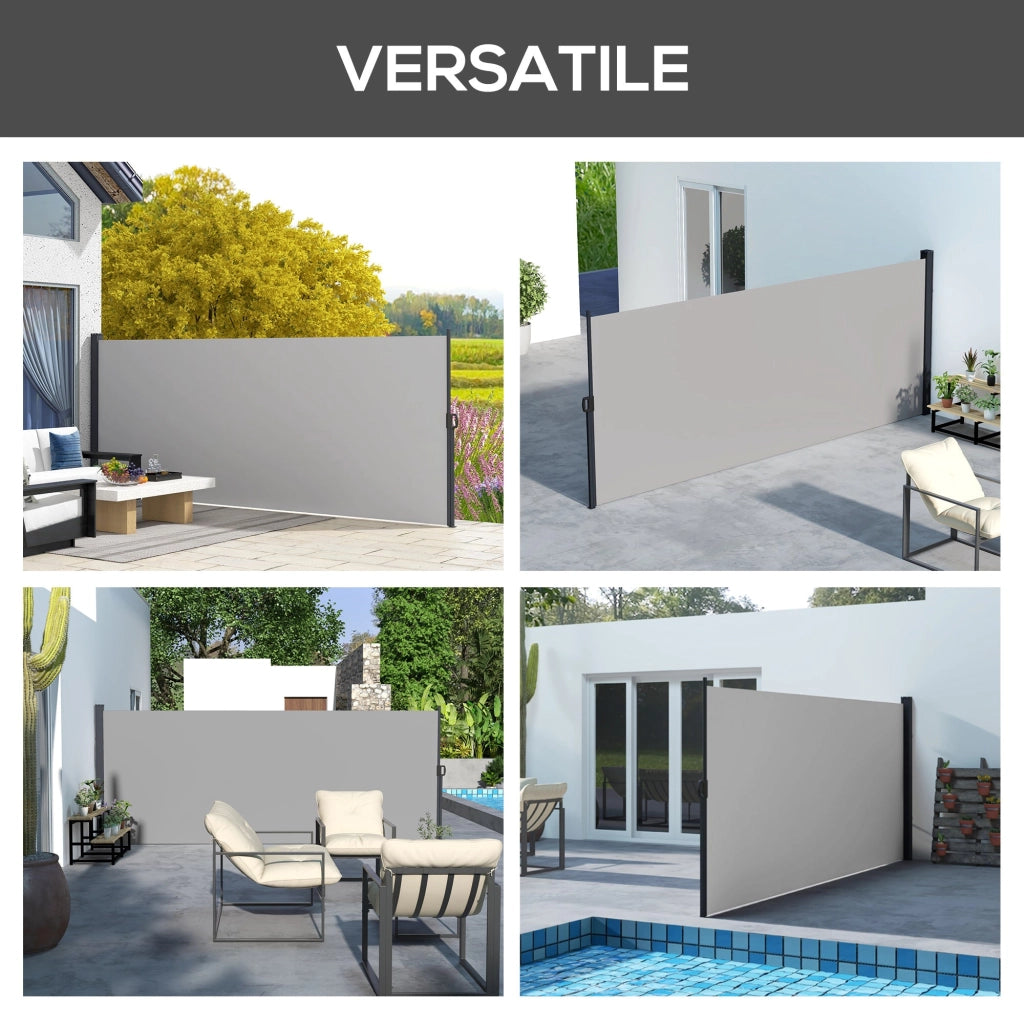 Tenda Laterale Retrattile 400x160 cm con Maniglia in Metallo Alluminio e Poliestere Grigio Chiaro