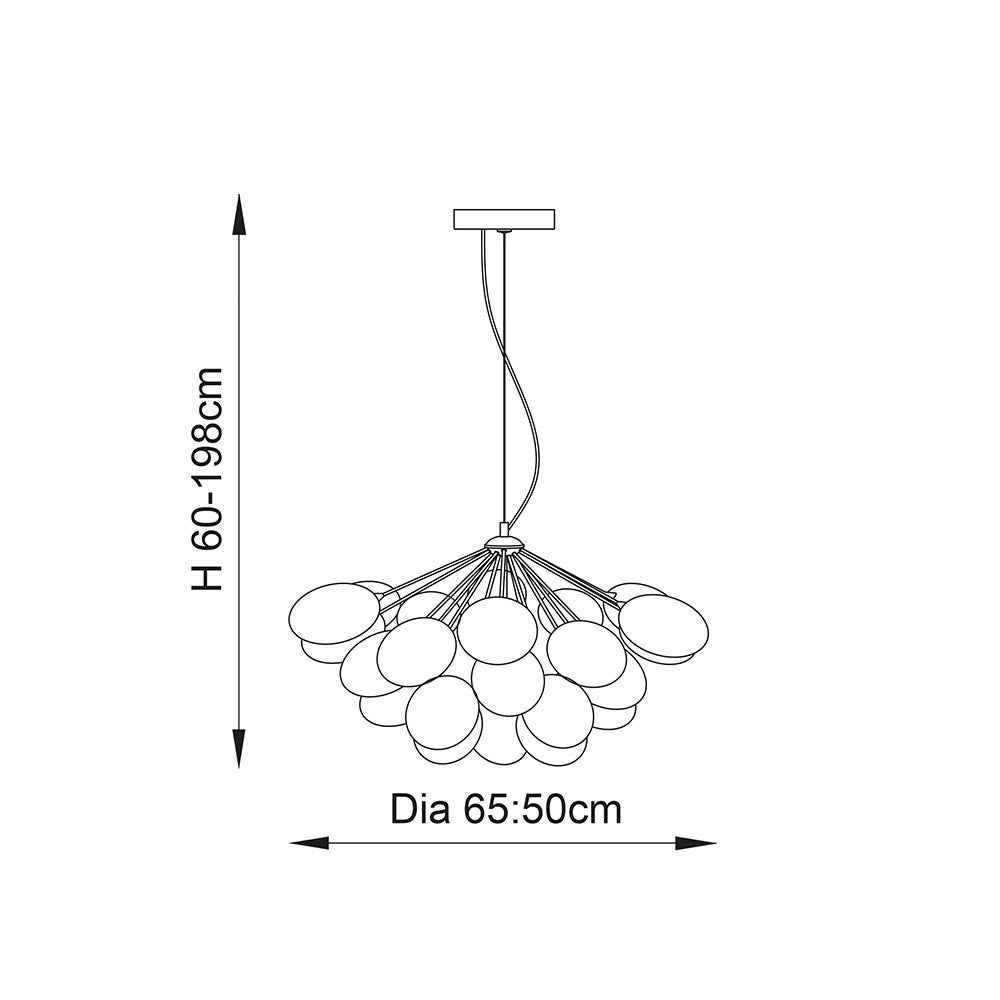 Lampadario Infinity cromato con sfere opalescenti 6xG9