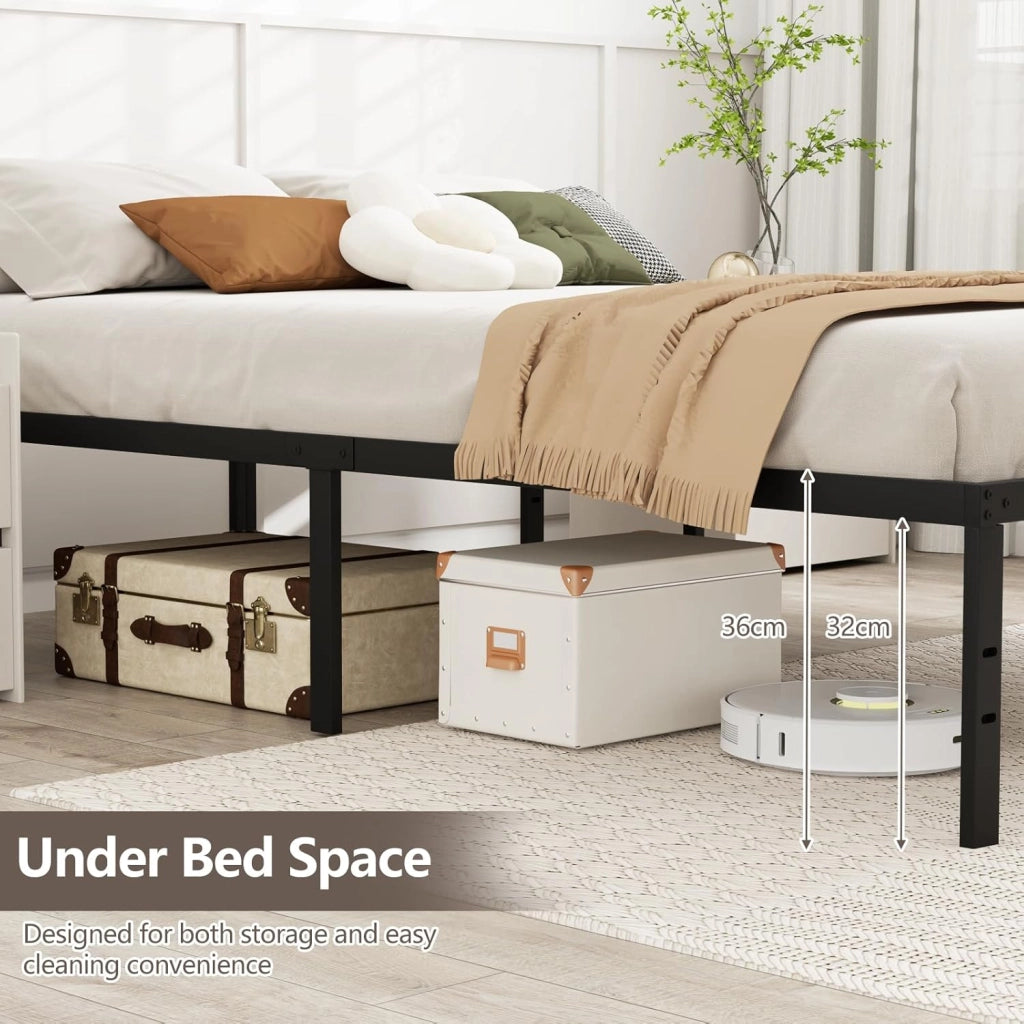 Telaio letto 160 x 200 cm, letto in metallo con rete a doghe, letto matrimoniale in metallo, spazio sotto il letto, letto per ragazzi moderno, piattaforma