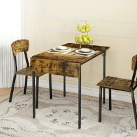 Tavolo da Pranzo a Ribalta stile Industriale per 2-4 Persone in Legno e Metallo, 120x79x79 cm, Marrone Rustico