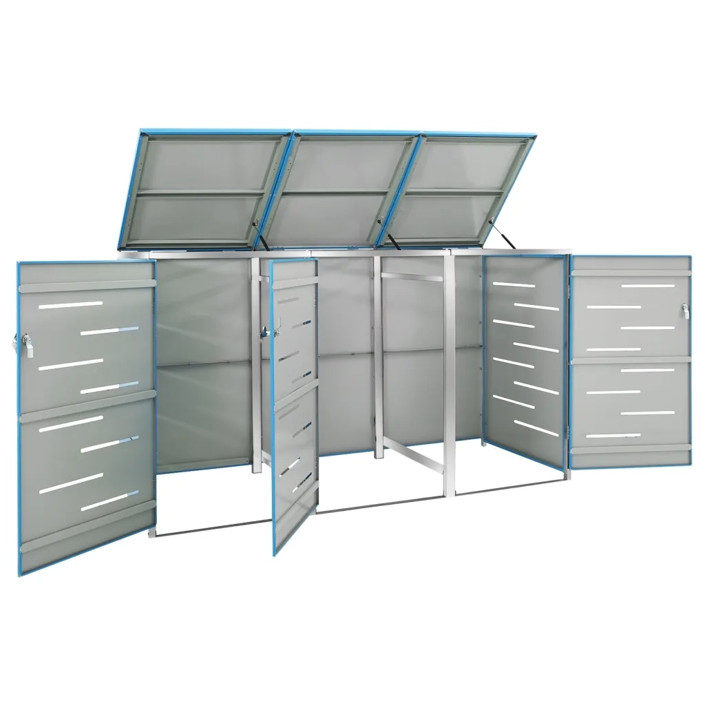 Copribidone per Spazzatura Triplo 207x77,5x115 cm Acciaio Inox cod mxl 51609