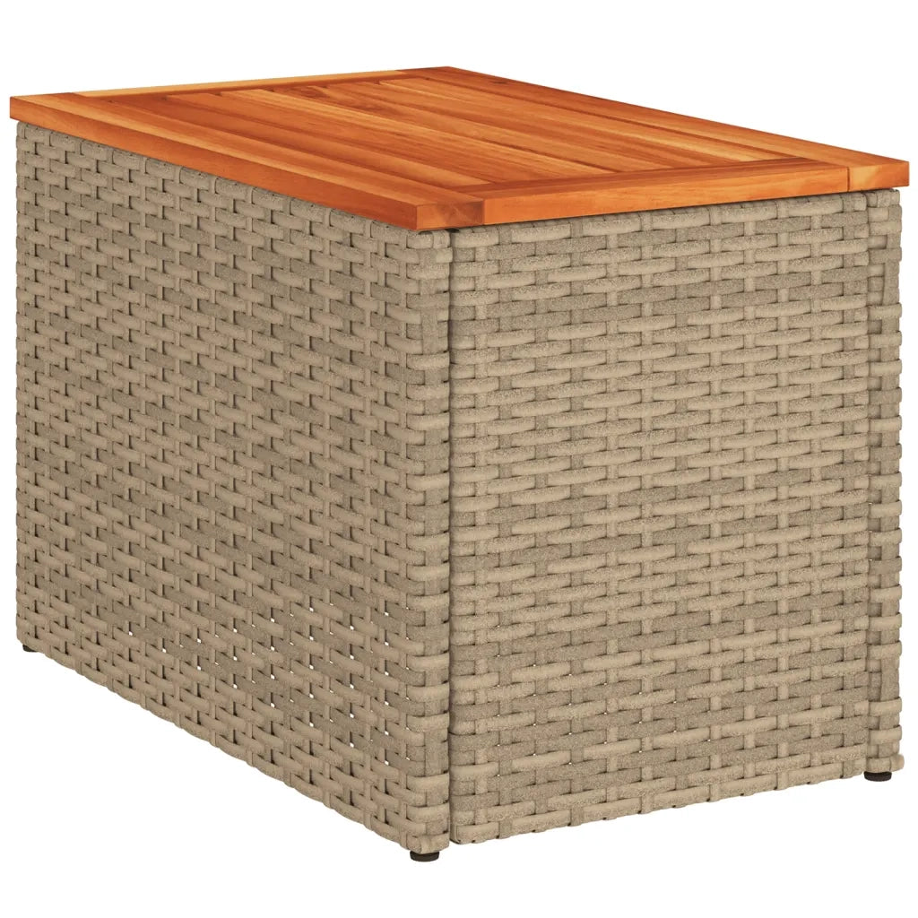 Tavolini Giardino 2 pz | Tavolino da esterno Beige 55x34x37 Polyrattan Legno Massello