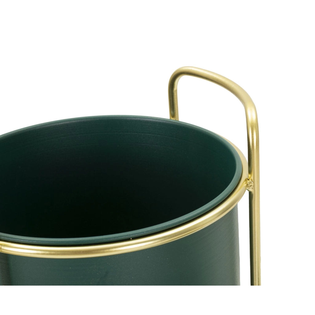 Set di 2 Vasi per Piante VKH390, Verde, Metallo, 24x24x70 cm