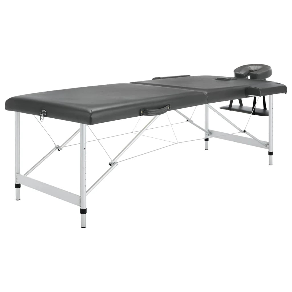 Lettino da massaggio a 2 sezioni con struttura in acciaio inox 186 x 68 cm antracite 02_0001797