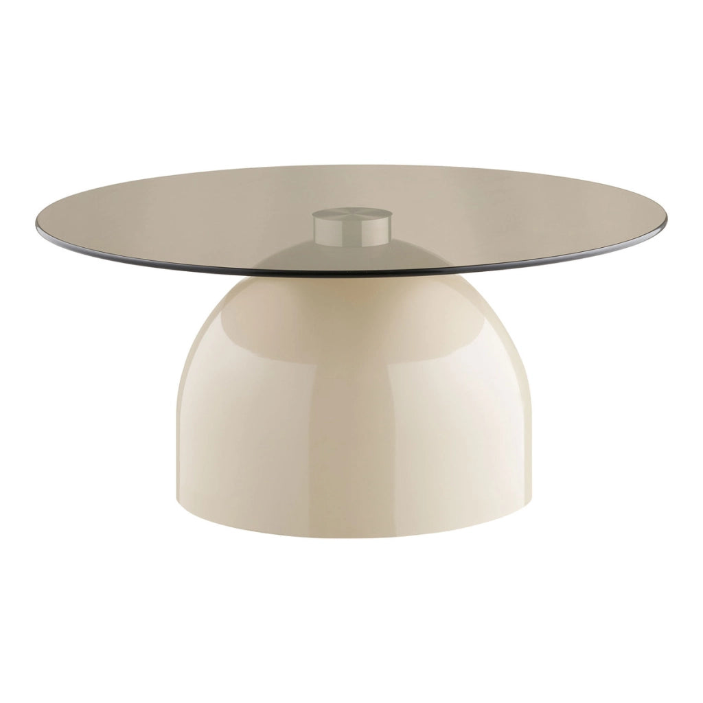 Tavolino Ravello, Beige, Vetro, 70x70x33 cm