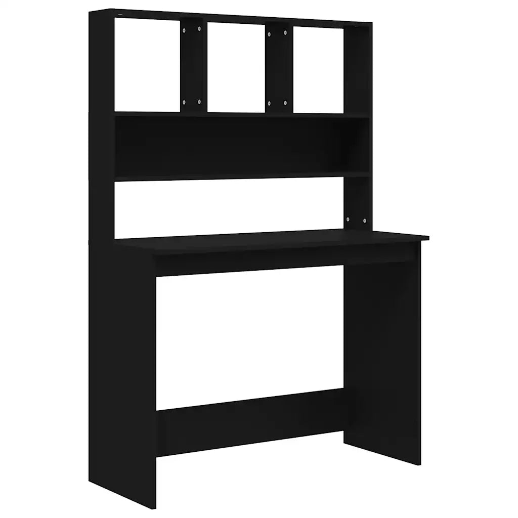 Scrivania con Mensole-Scrivanie per ufficio e studio Nera 102x45x148 cm in Legno Multistrato