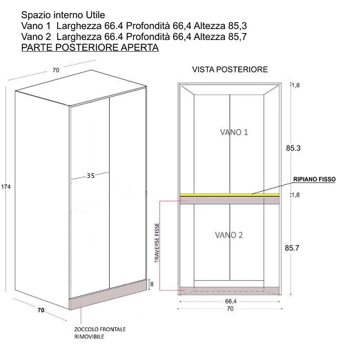 Porta lavatrice e asciugatrice a 2 ante - Olmo cemento